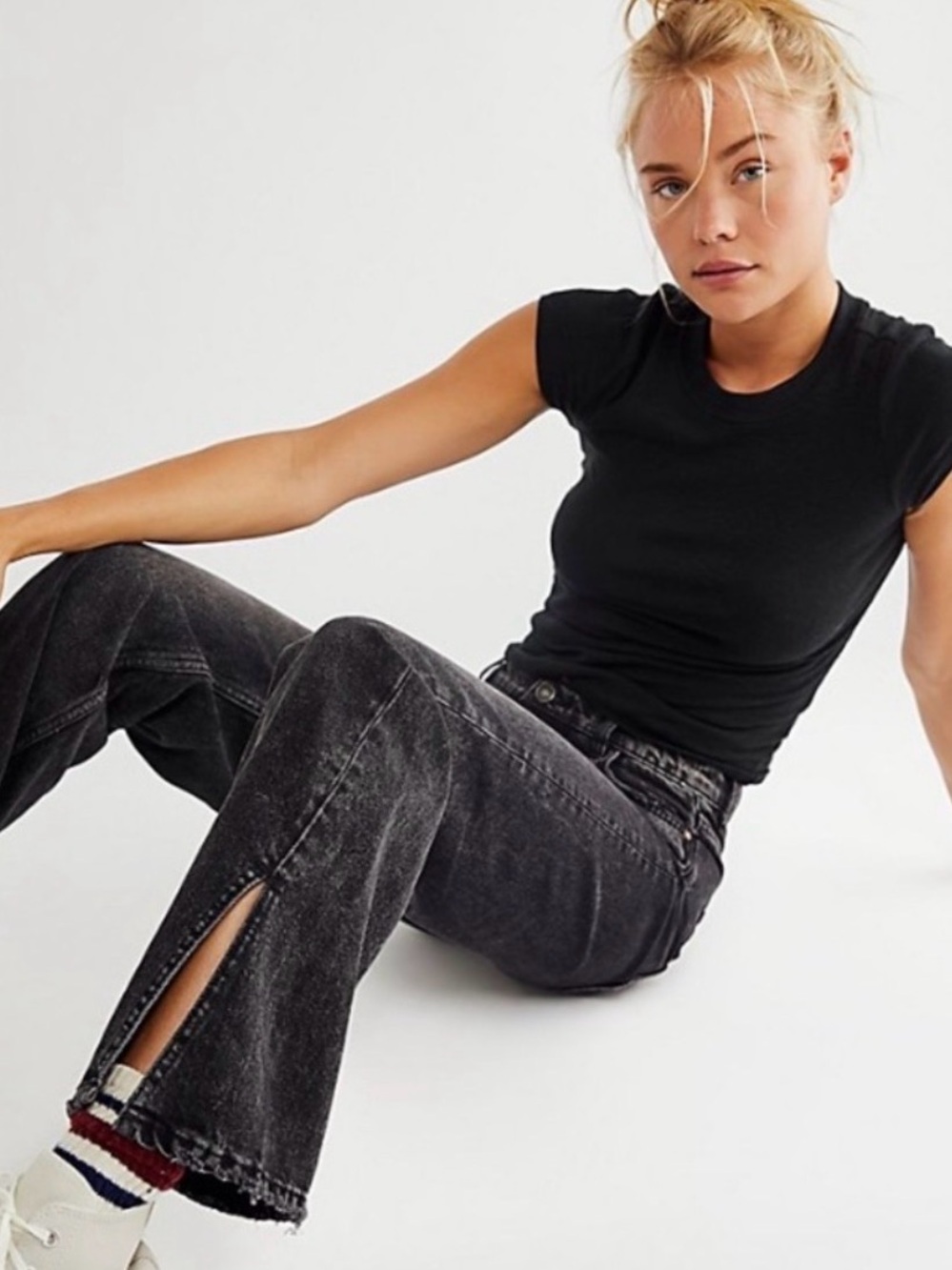We The Free Women's Jeans Free People Long Lines Slit Straight Jeans